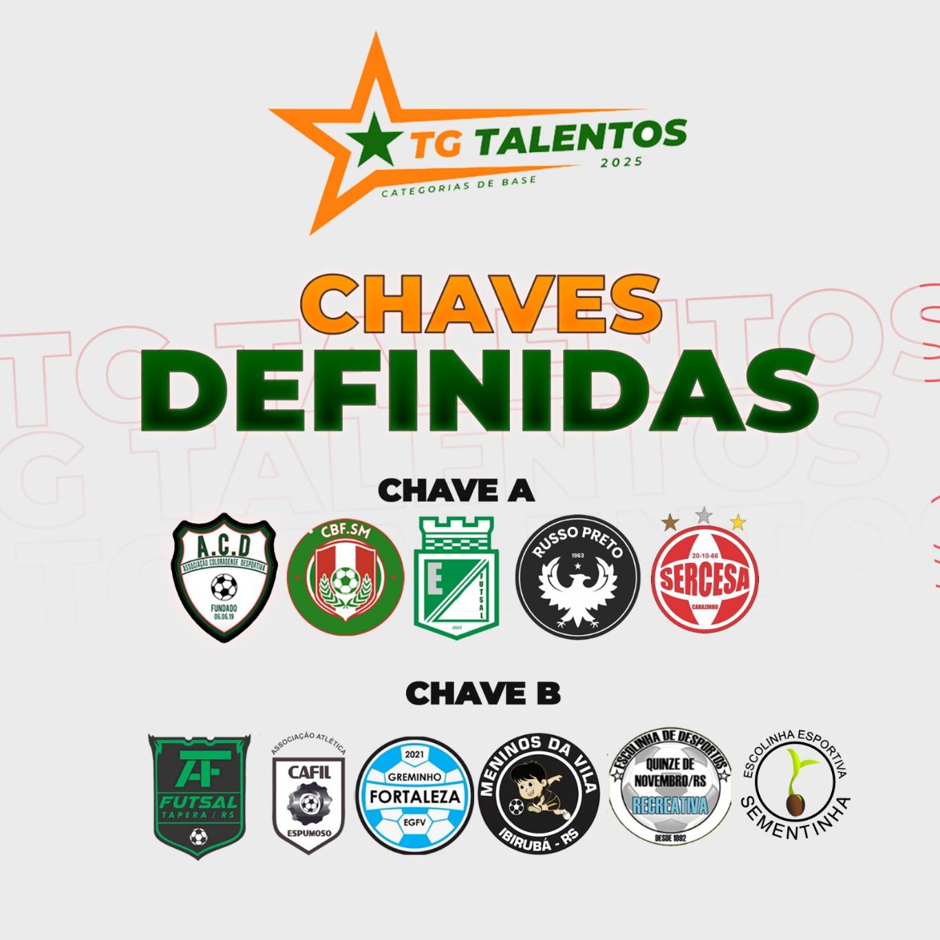 REUNIÃO PARA DEFINIÇÃO DAS CHAVES COMPETIÇÃO TG TALENTOS